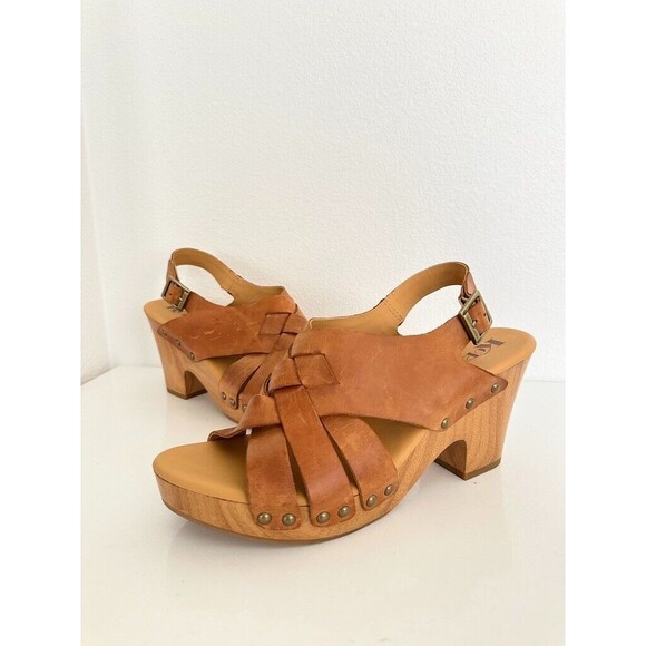 Kork-Ease Berengo Block Wedge Heel Leather Brown Western Orthopedic Women's 10 - Picture 1 of 11